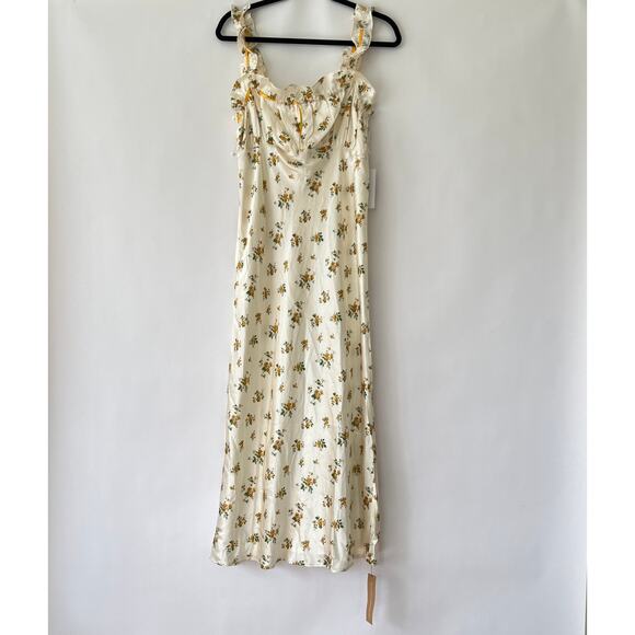 Reformation Erdem Silk Ruffled Flora Dress Missing Button M NWT - Picture 6 of 12